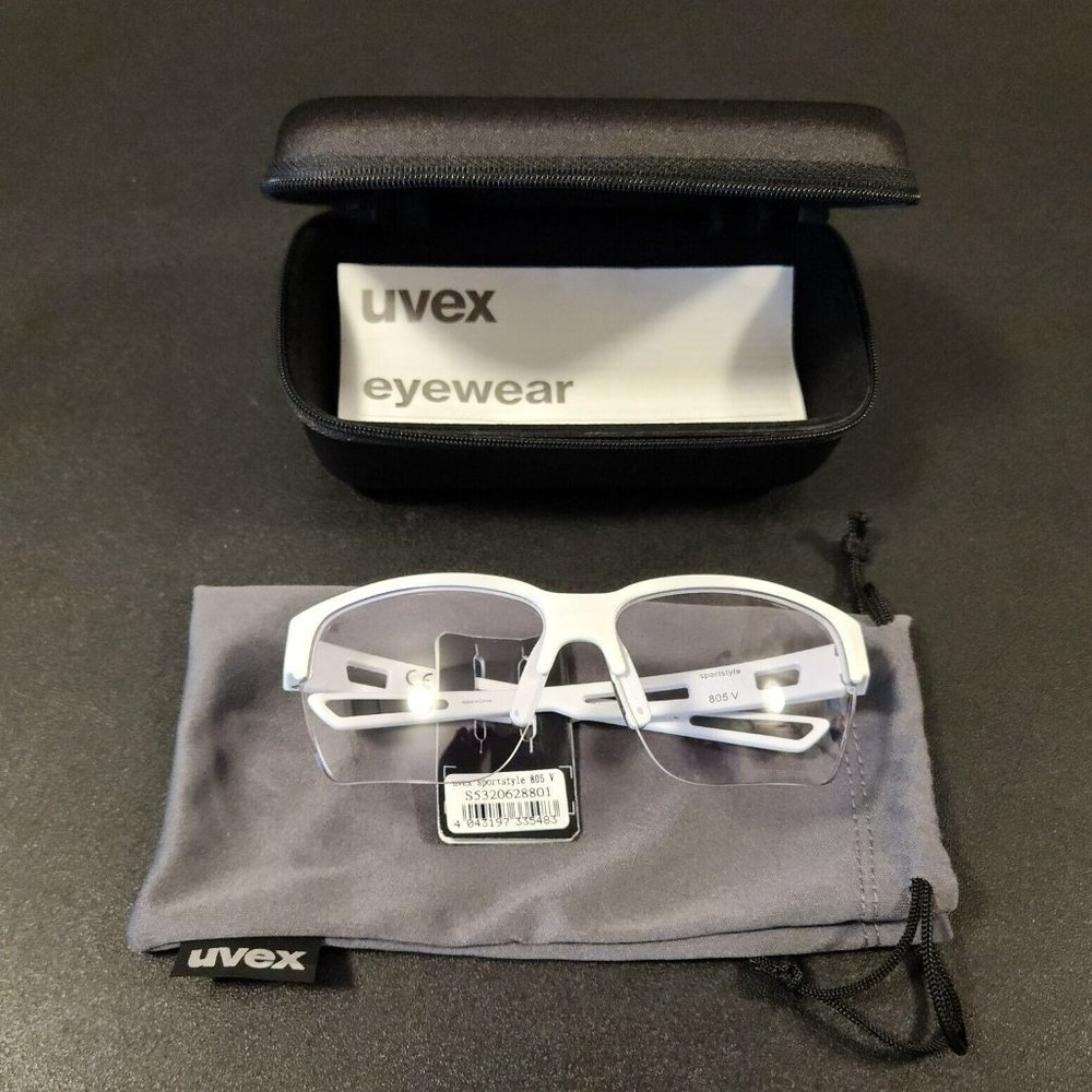 COPY - UVEX Sportstyle 805 V Sunglasses Mens Polarized Smoke Lens White Frame